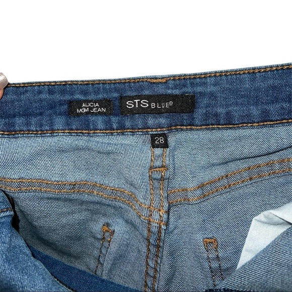 STS BLUE ALICIA MOM JEAN RAW HEM HIGH RISE WOMEN’S SIZE 28 DENIM BLUE JEANS - Picture 9 of 16